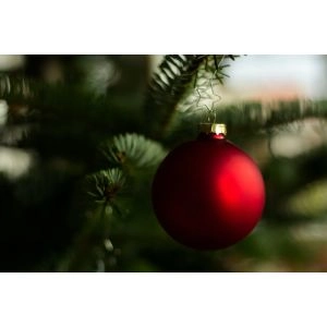 Motiv: Weihnachtsbaumkugeln an Tanne