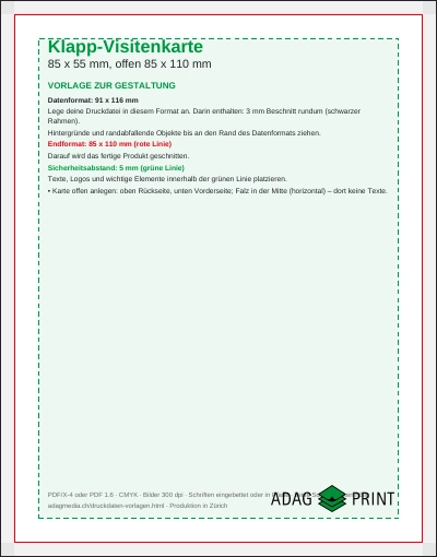 Vorschau Visitenkarten — Zusatzformate